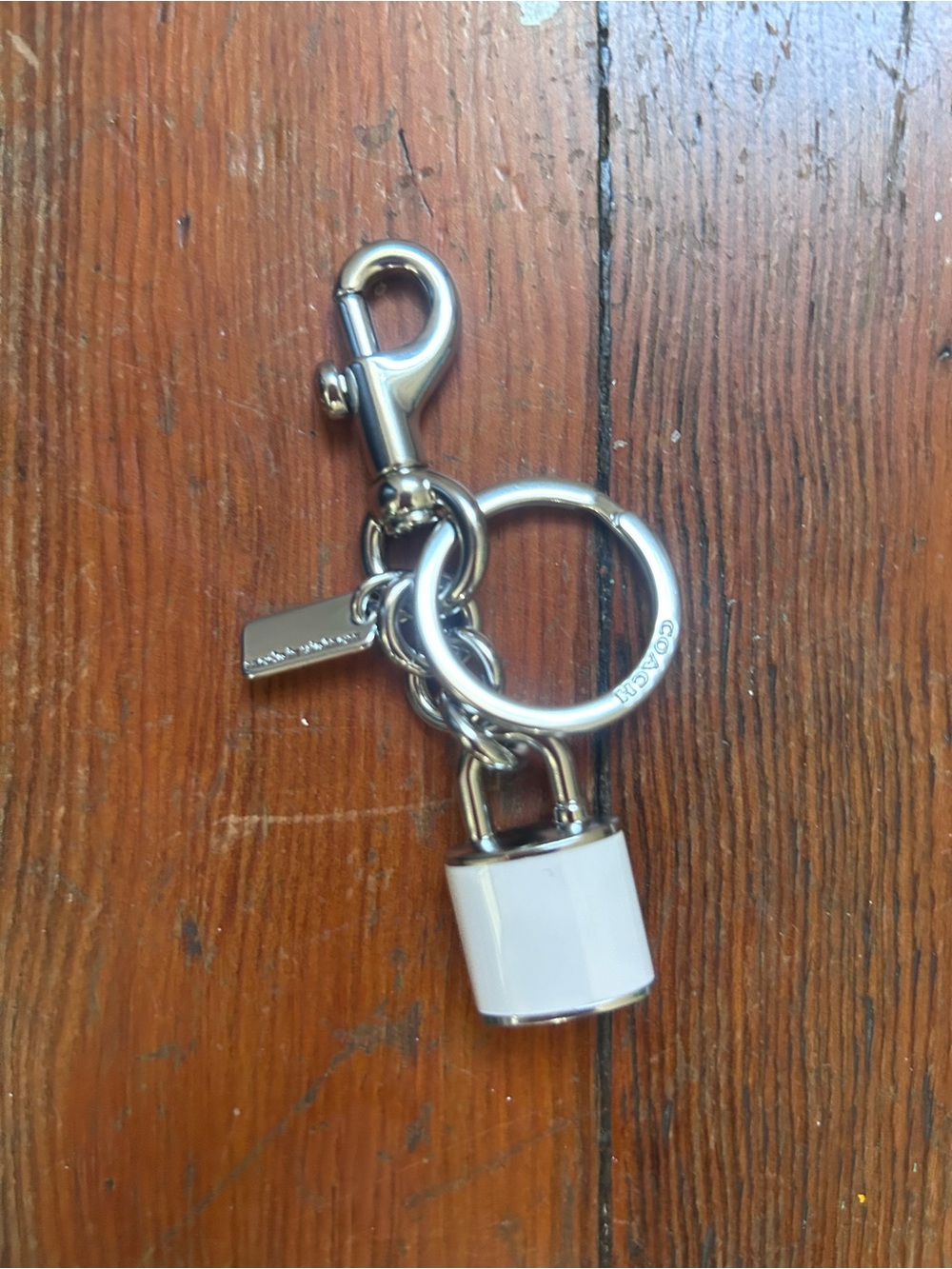 Coach Lock Bag Charm Cream Enamel with Silver Hardware - Picture 5 of 8